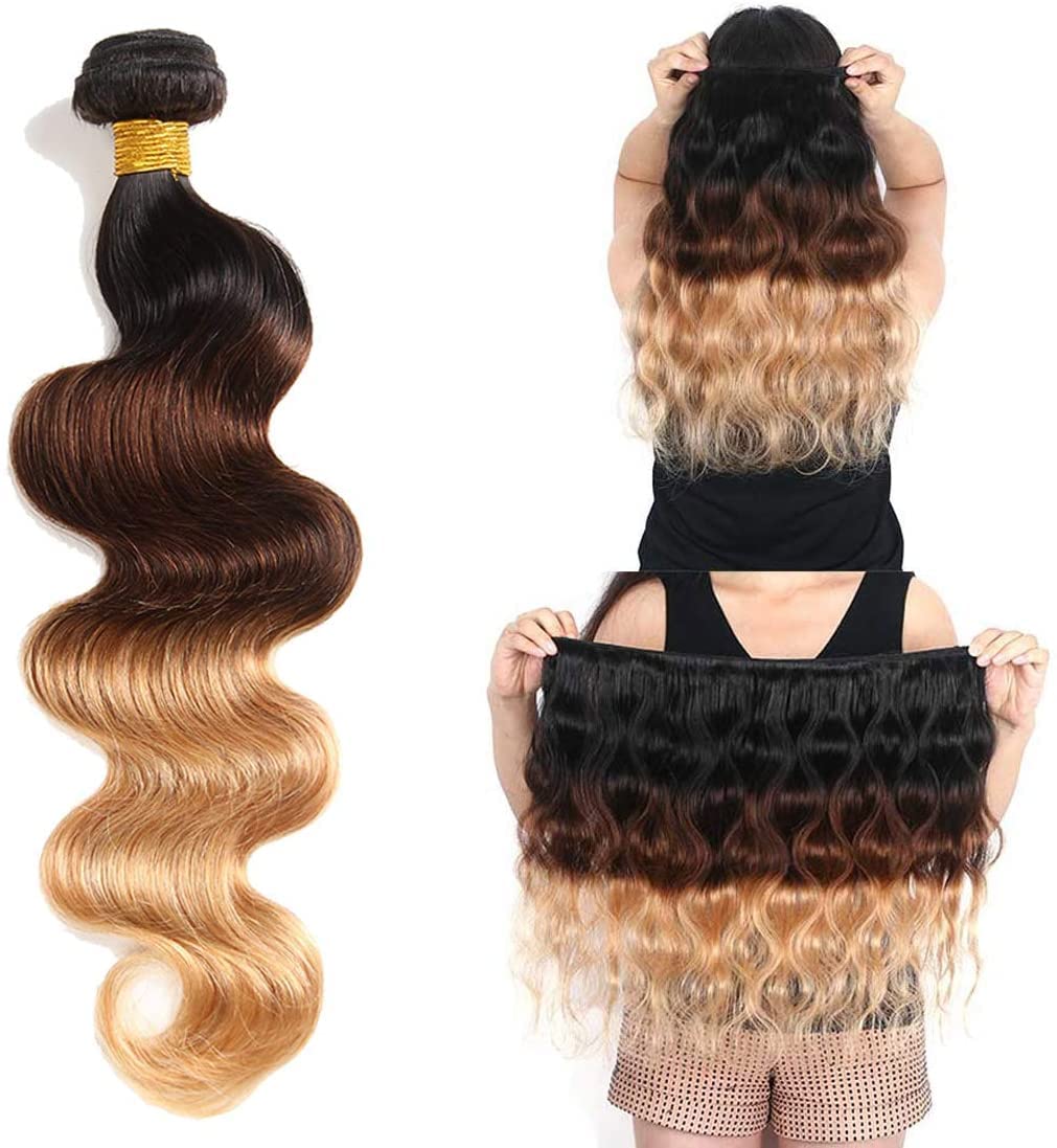 Ombre Menschenhaarbündel Ombre Brasilianisches Haar Körperwelle (T1B/4/27,10 12 14 Zoll) 100% unvera