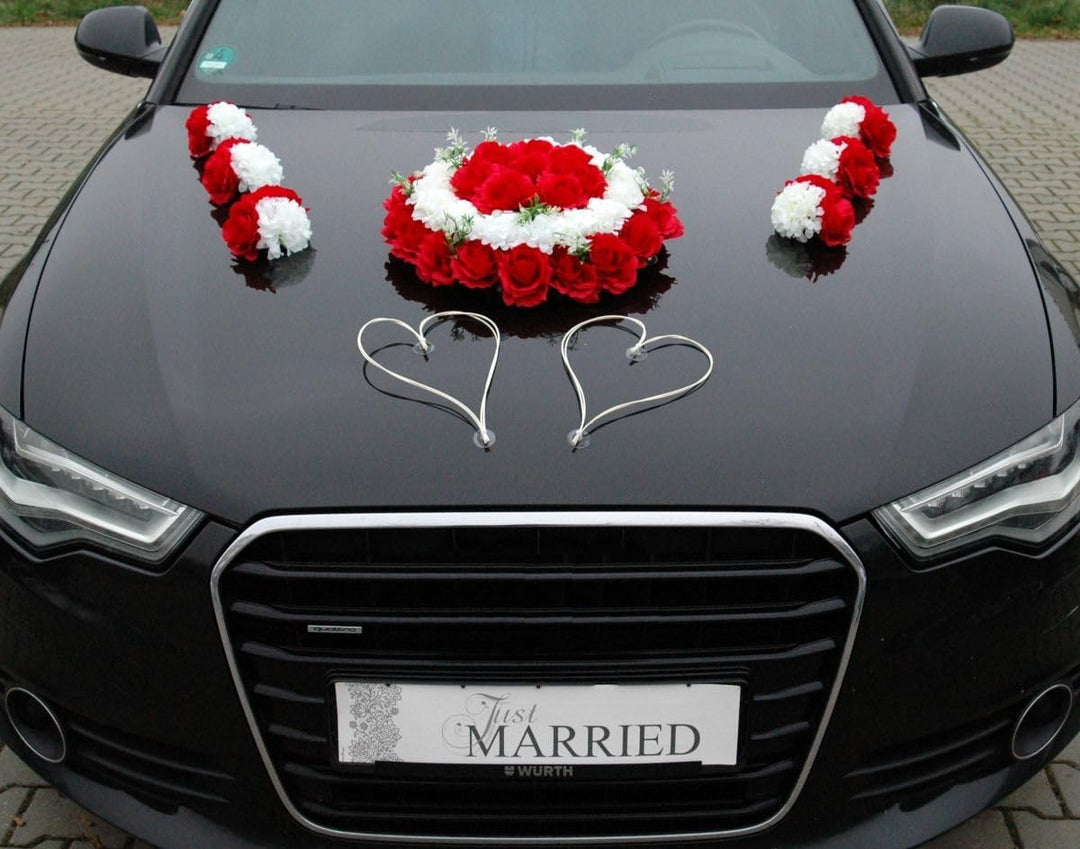 DEKORATIVER SCHMUCK Braut Paar Rose Deko Dekoration Autoschmuck Hochzeit Car Auto Wedding Deko Girla