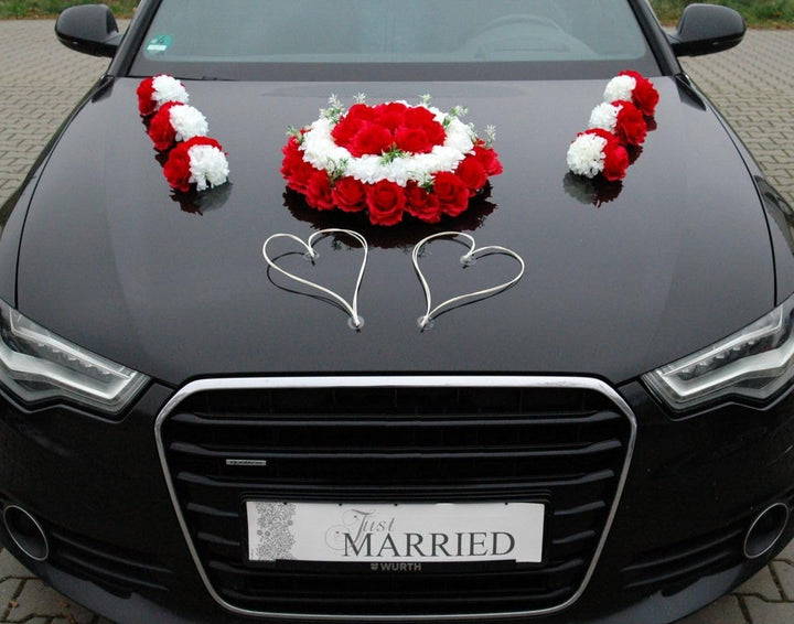 DEKORATIVER SCHMUCK Braut Paar Rose Deko Dekoration Autoschmuck Hochzeit Car Auto Wedding Deko Girla