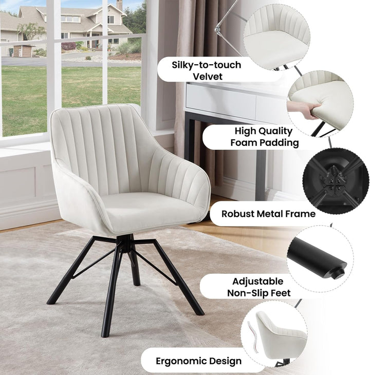 WOLTU Esszimmerstühle drehbar 2er Set, Samt Stuhl Esszimmer, Sessel Wohnzimmer, Drehstuhl, Küchenstu