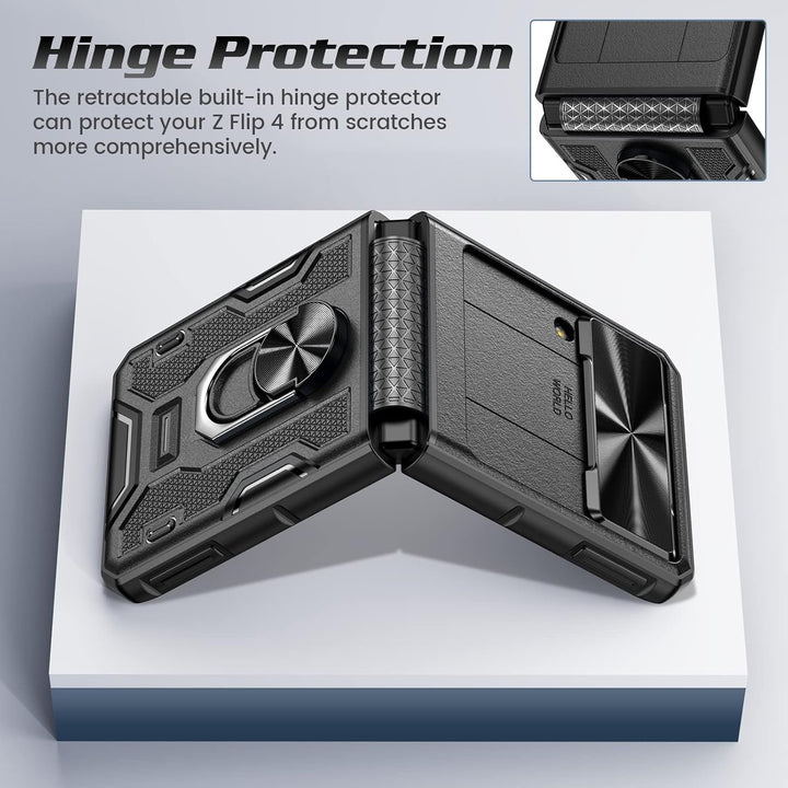 Doeshine für Samsung Z Flip 4 Hülle, Ganzkörper Robuste Stossfeste Schutzhülle mit Magnetischer Stan