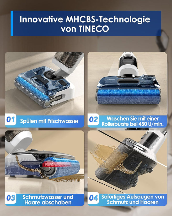 Tineco Floor ONE S6 Stretch Lite Nass Trockensauger, 180°Lay-Flat Nasssauger, Zentrifugallufttrocknu