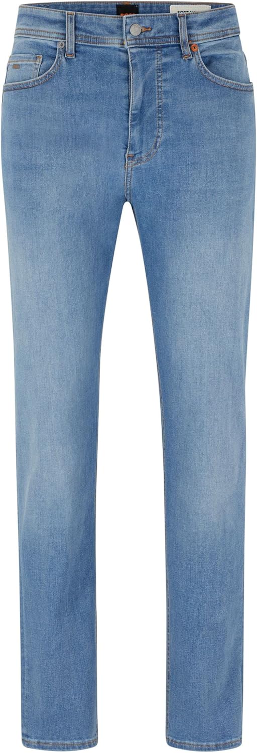 BOSS Herren Taber Zip BC-P-1 Graue Tapered-Fit Jeans aus besonders elastischem Denim 30W / 34L Blau,