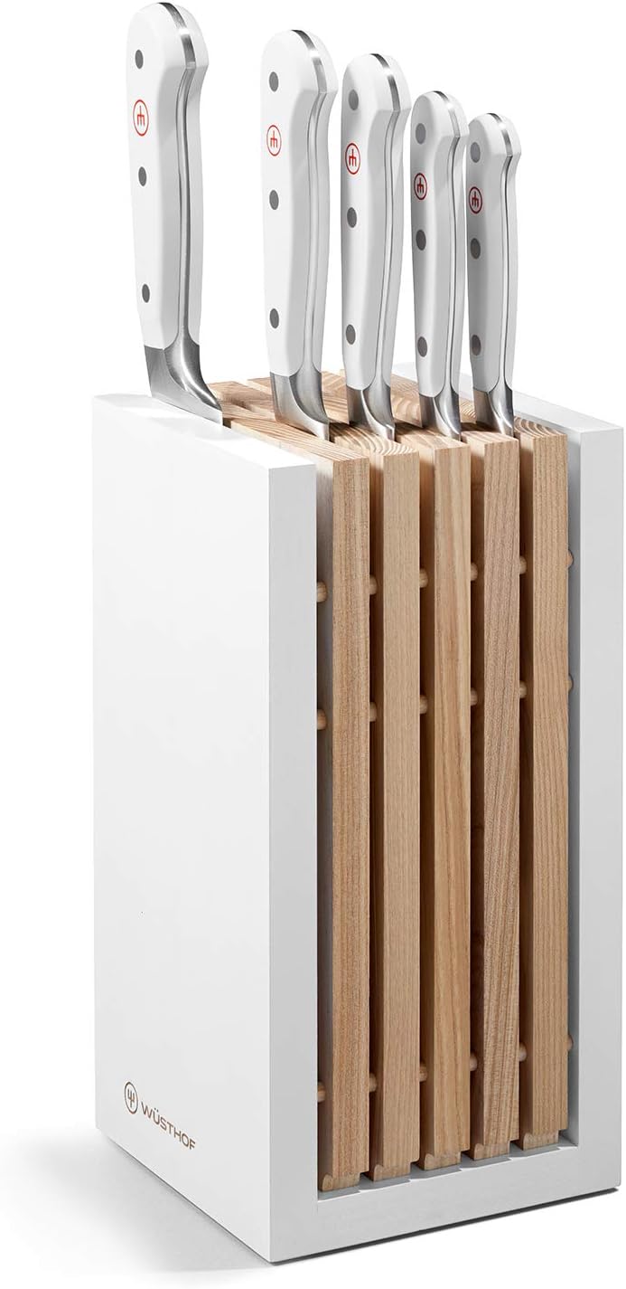 WÜSTHOF Classic White Messerblock mit 5 Artikeln 5-teilig, inkl. Brotmesser