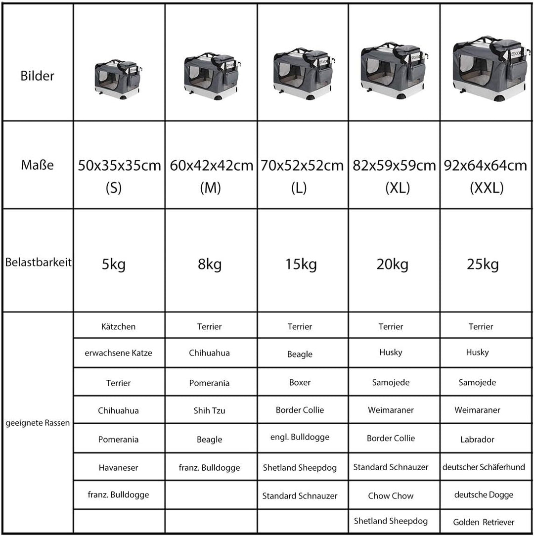 CADOCA® Hundebox XXL 90x60x66cm faltbar atmungsaktiv robust Hundetransportbox Transporttasche Hausti
