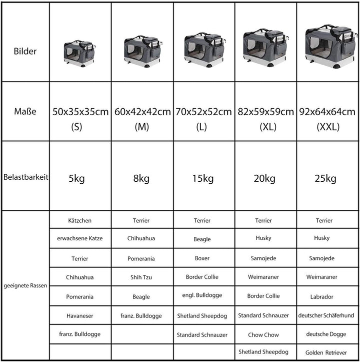 CADOCA® Hundebox XXL 90x60x66cm faltbar atmungsaktiv robust Hundetransportbox Transporttasche Hausti