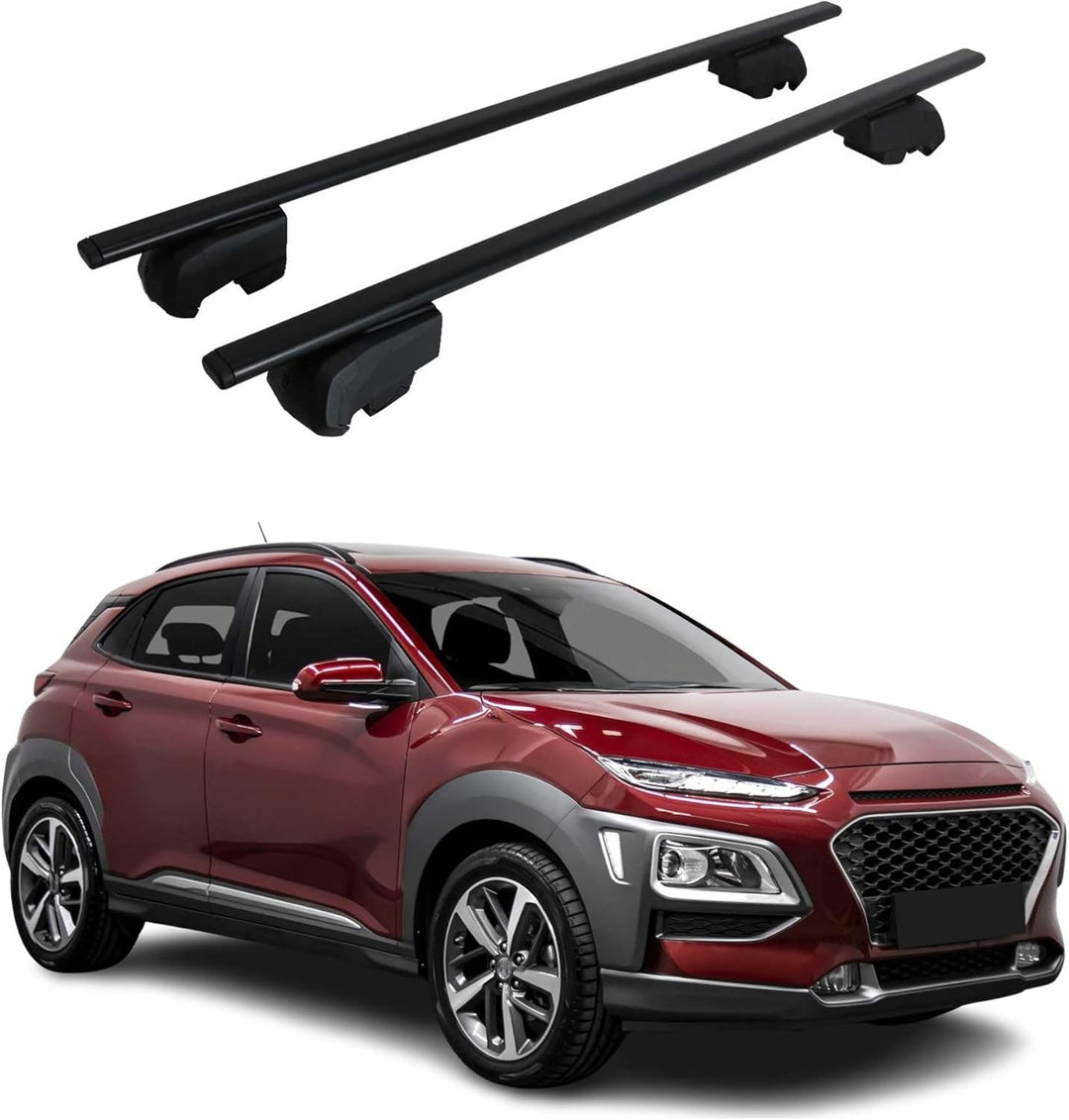 OMAC Dachträger Gepäckträger kompatibel mit Hyundai Kona 2017-2023 Grundträger TÜV ABE Schwarz Kona