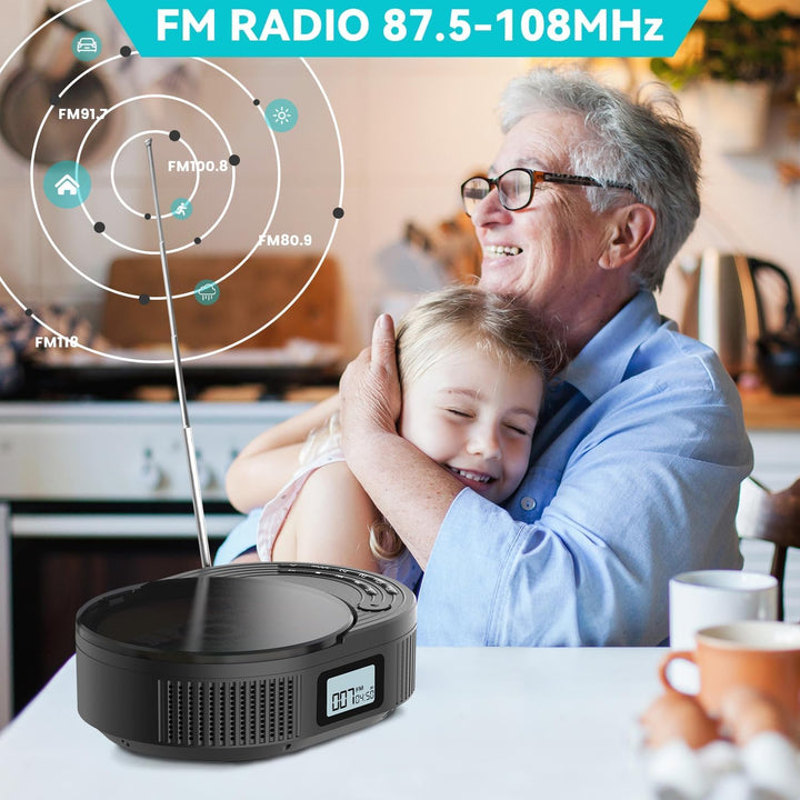 NEU 2024 CD Player Tragbar, Monodeal CD Player Bluetooth & Radio FM 2 in 1, Wiederaufladbar Tragbare