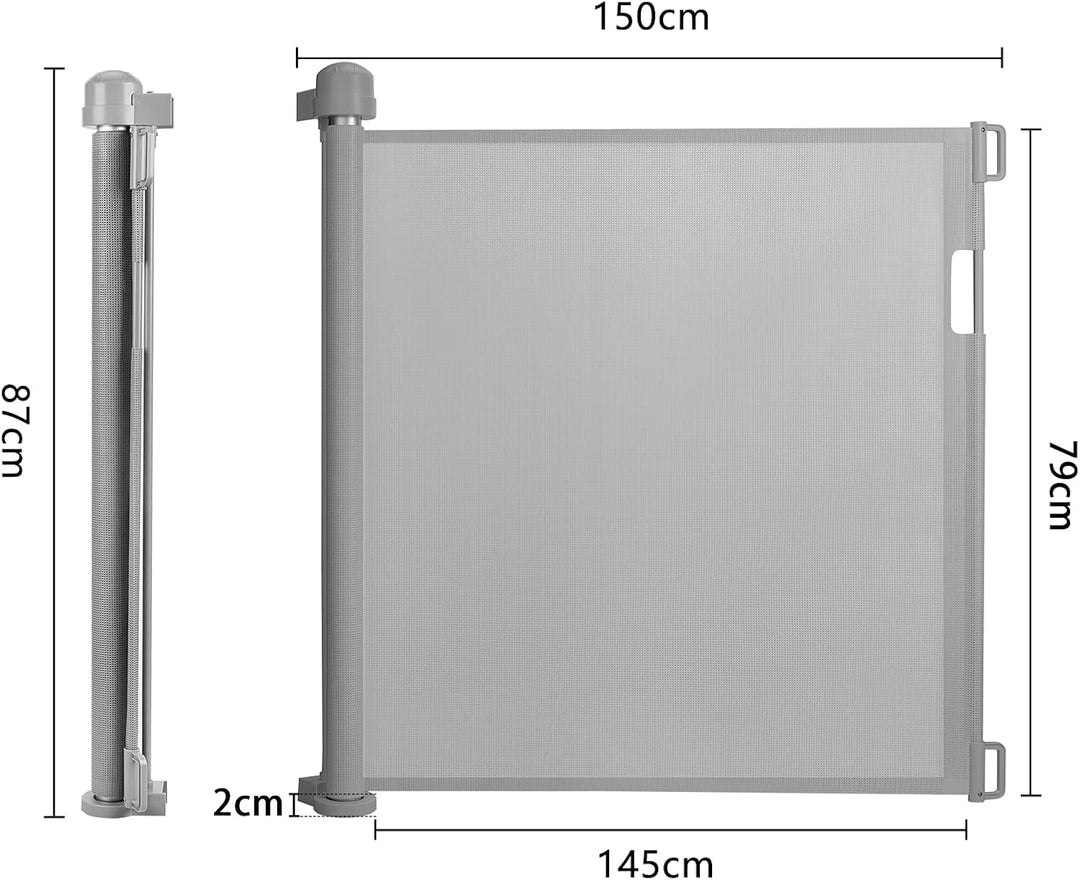 NAIZY Treppenschutzgitter Rollo Ausziehbar Türschutzgitter 87 x 0-150 cm Absperrgitter Treppenschutz