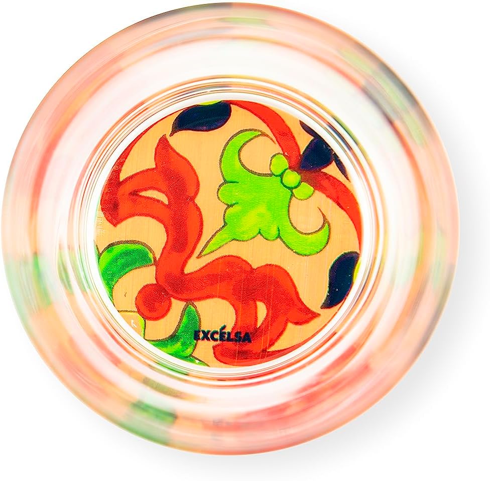 Excelsa Lissabon 6 Gläser mit dekoriertem Boden, Ml. 340, Durchmesser 8 cm, Glas