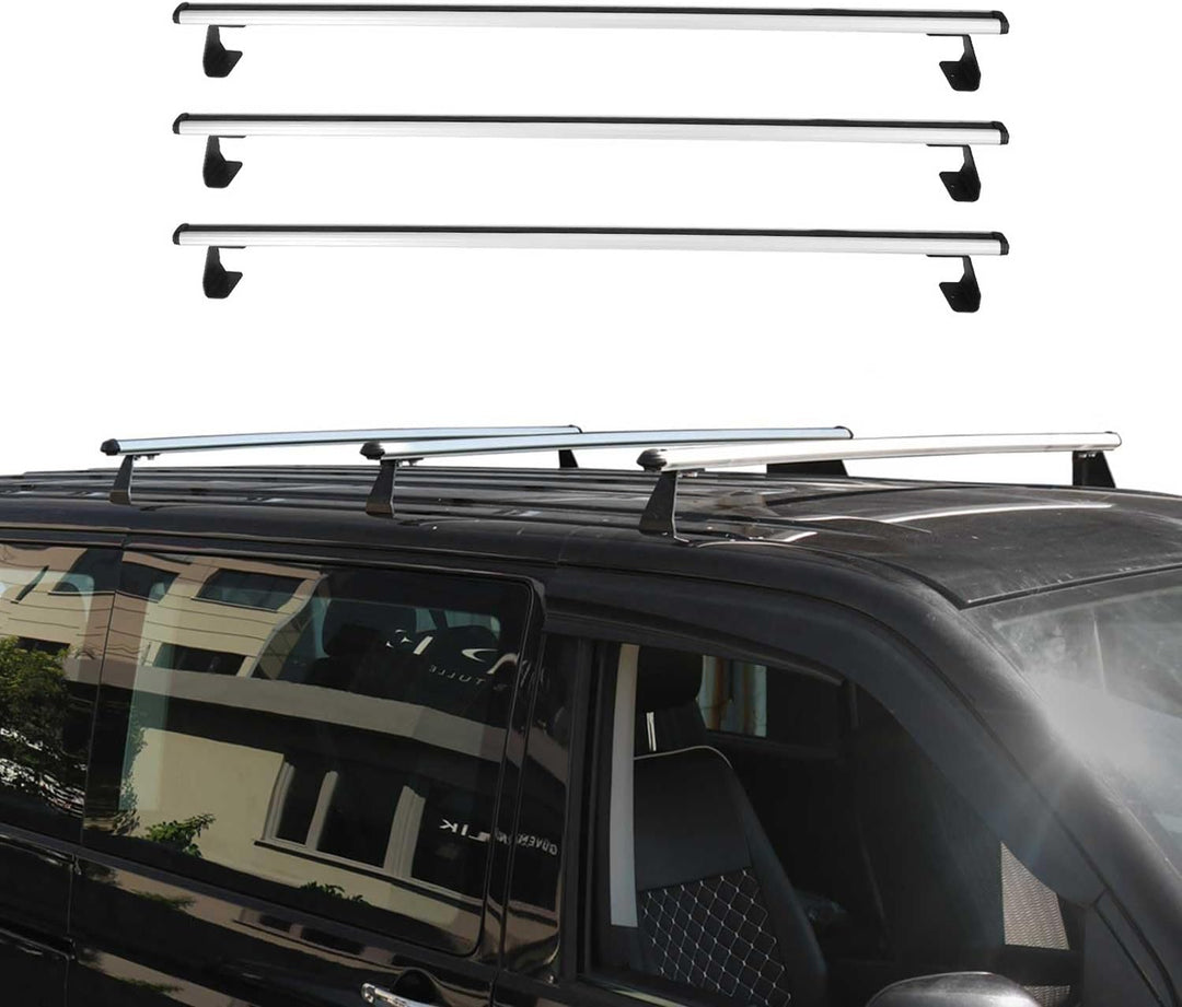 Dachträger Gepäckträger Relingträger kompatibel mit VW T5 Caravelle 2003-2015 Silber 3 TLG, Silber