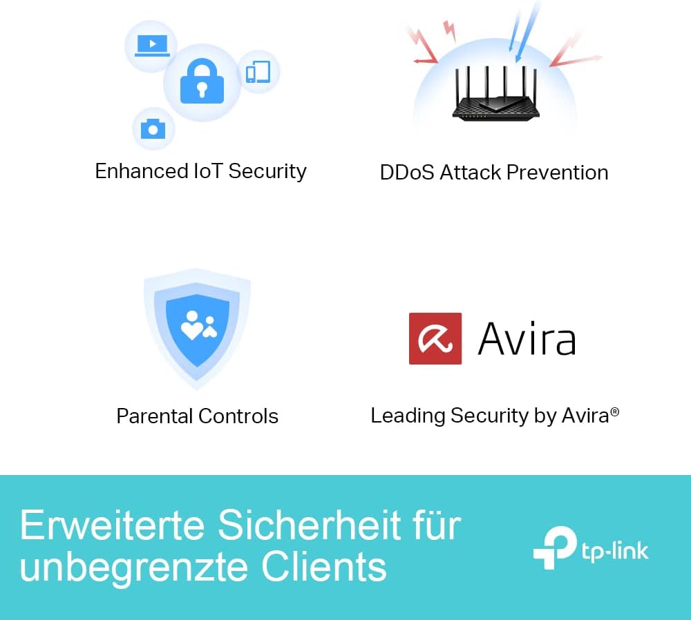 TP-Link Archer AX73 Wi-Fi 6 Gigabit WLAN Router, dual band (4804 Mbit/s 5 GHz, 574 Mbit/s 2,4 GHz, 4