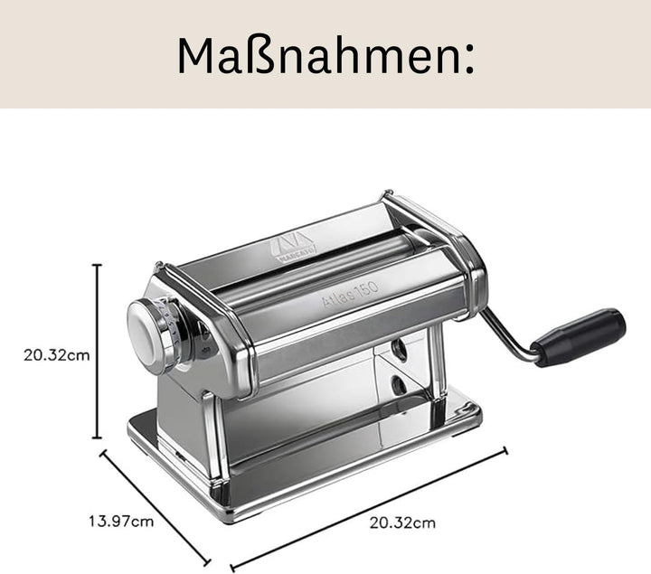 Marcato – Manuelle Nudelmaschine, Rostfrei, 8340 150 Nudelroller 150 mm, 150 Nudelroller 150 mm