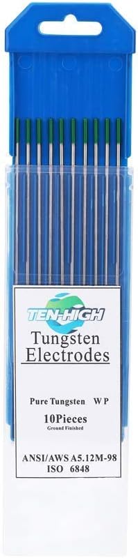 TEN-HIGH Schweisselektroden aus reinem Wolfram, WP, 2,4 x 175 mm, 10 Stück pro Packung Diam 2.4mm×L
