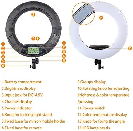 Yidoblo 18 Zoll Digitalanzeige Fernbedienung Dimmbar 3200K-5500K LED Ringlicht Kit für Kamera Smartp