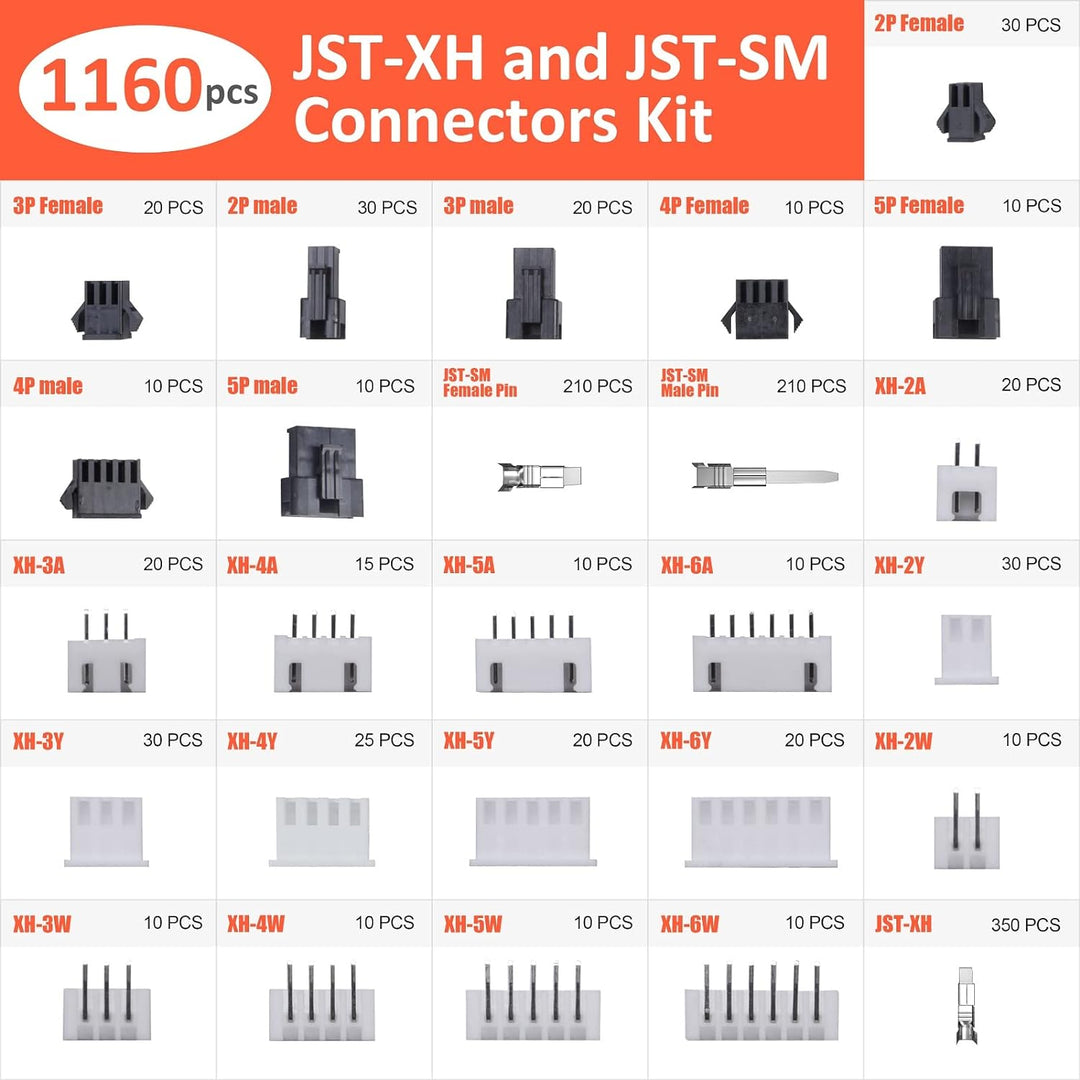 Crimpzange Dupont Stecker Set, Preciva 0,08-0,5 mm² AWG28-20 JST-SM 2/3/4/5 + JST-XH 2/3/4/5/6 Steck