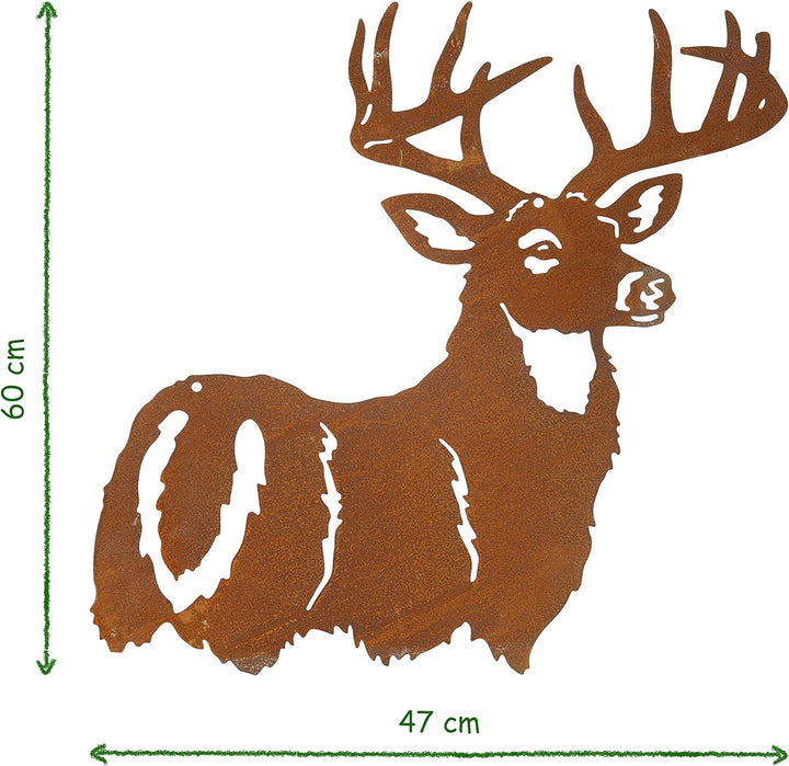 Gartendeko Wand-dekoration Hirsch Hirschkopf zum Hängen Metall Rost Garten verrostet Landhaus Deko 4
