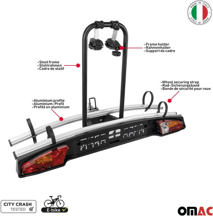 Menabo Fahrradträger Merak S Anhängerkupplung Heckträger 2 Fahrräder | Heckträger Fahrrad Faltbar Ab
