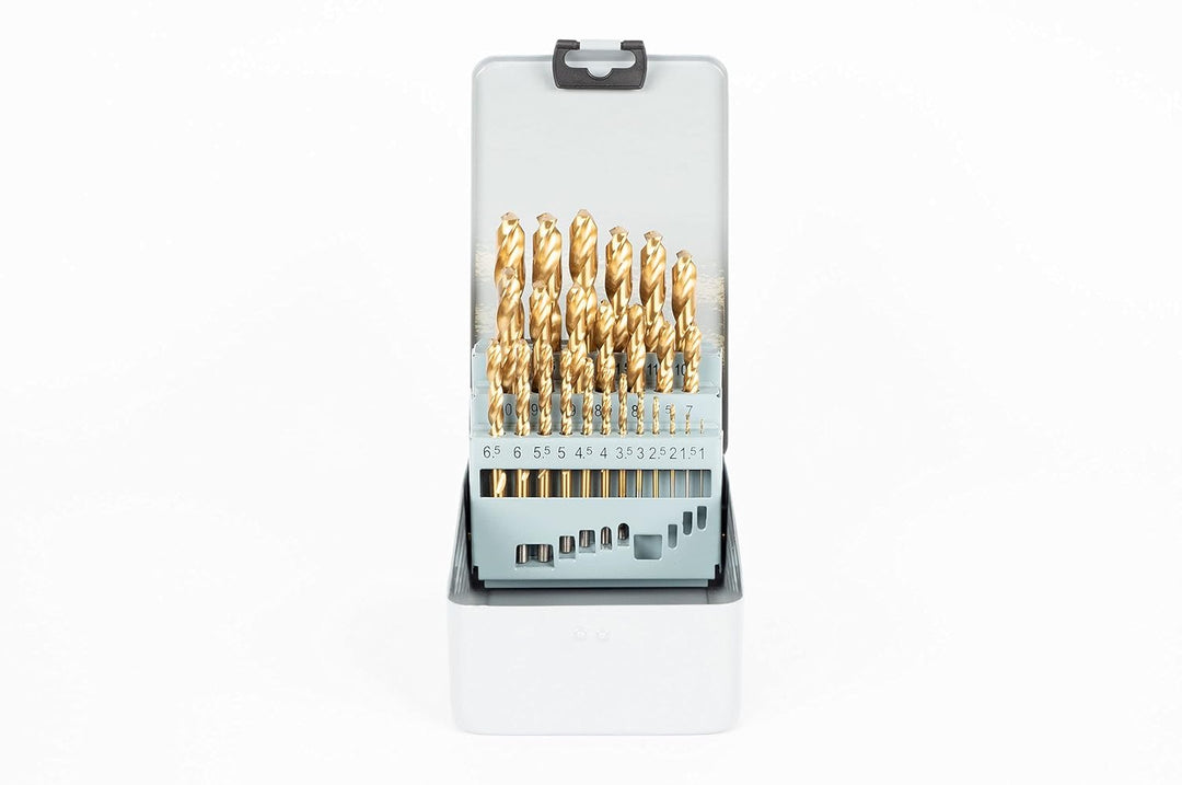 GSR Spiralbohrer Set, 25-teilig, Stahlbohrer Satz nach DIN 338, HSS-G TiN Metallbohrer Set 1-13mm, G