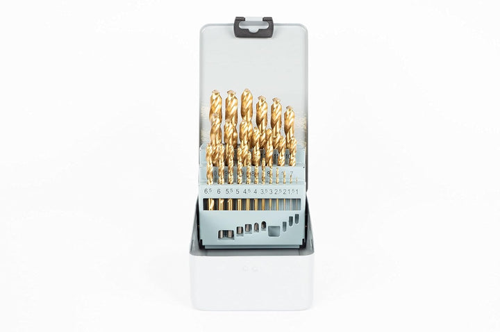 GSR Spiralbohrer Set, 25-teilig, Stahlbohrer Satz nach DIN 338, HSS-G TiN Metallbohrer Set 1-13mm, G