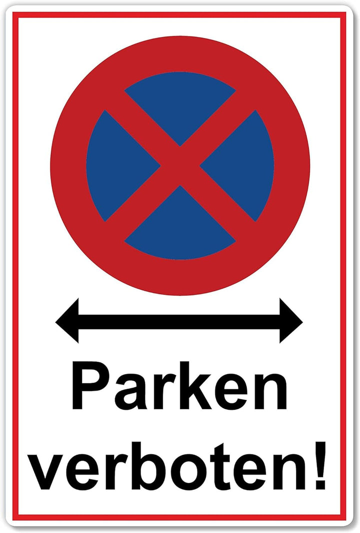 5 Stück Absolutes Halteverbot parken verboten Schild 20 x 30 cm aus stabiler PVC Hartschaumplatte 3m