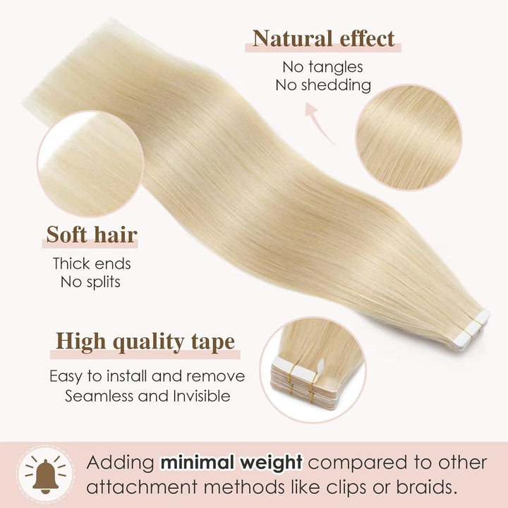 TESS Tape Extensions Echthaar Blond 40 Stück 45 cm Haarverlängerungen Remy Human Hair günstig 100 g