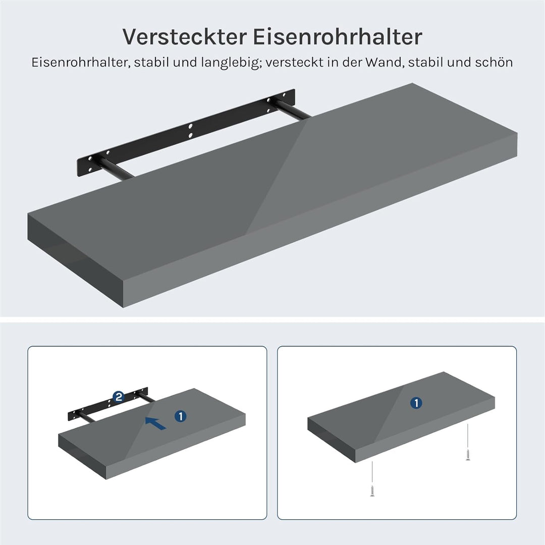 WOLTU Wandregal Set von 3 Regalen Wandboard Freischwebend Schweberegal CD DVD Regal Bücherregal Holz