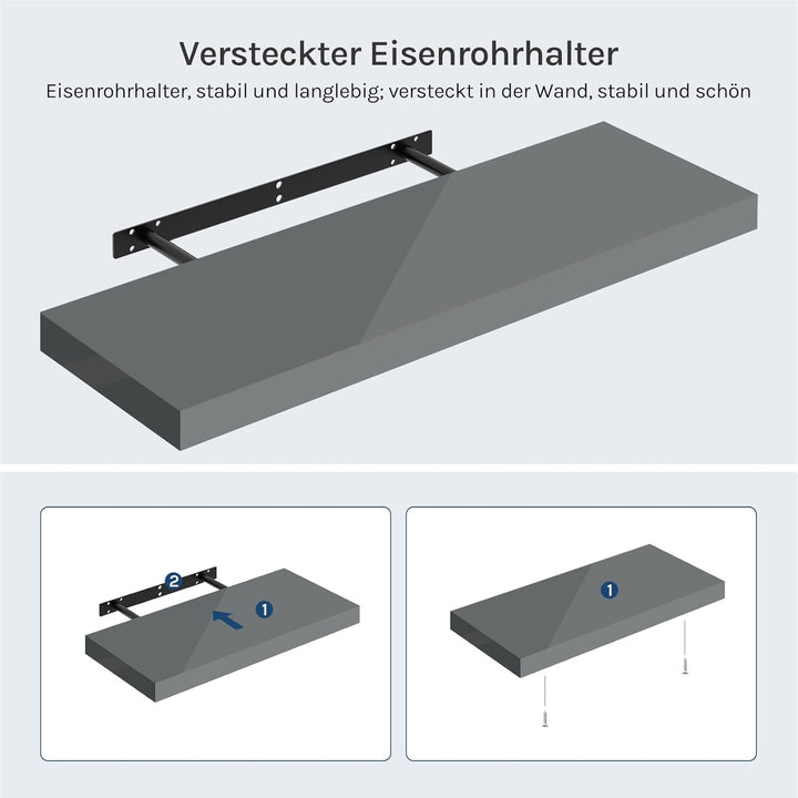 WOLTU Wandregal Set von 3 Regalen Wandboard Freischwebend Schweberegal CD DVD Regal Bücherregal Holz