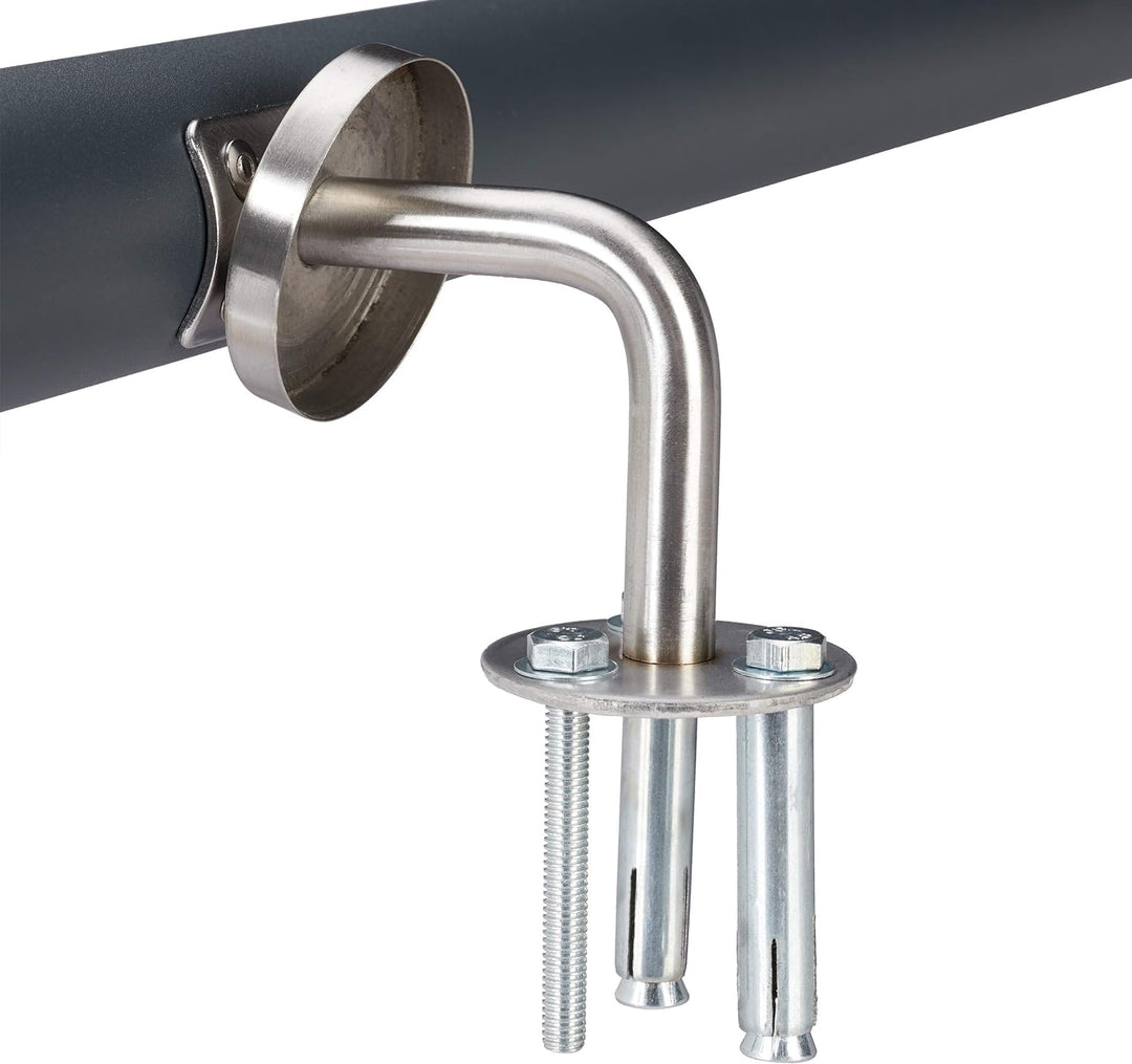 Relaxdays Handlauf Aluminium, rund, Treppengeländer innen & aussen, matt, 100 cm, Ø 42mm, mit Wandha