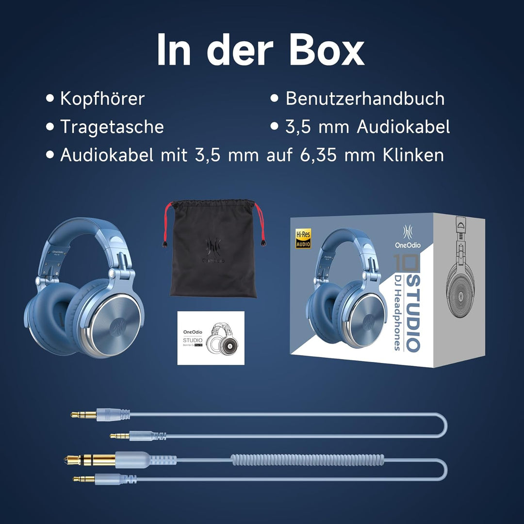 OneOdio Over Ear Kopfhörer mit Kabel, 50mm Treiber, Bassklang, 6.35 & 3.5mm Klinke, Share-Port, Gesc