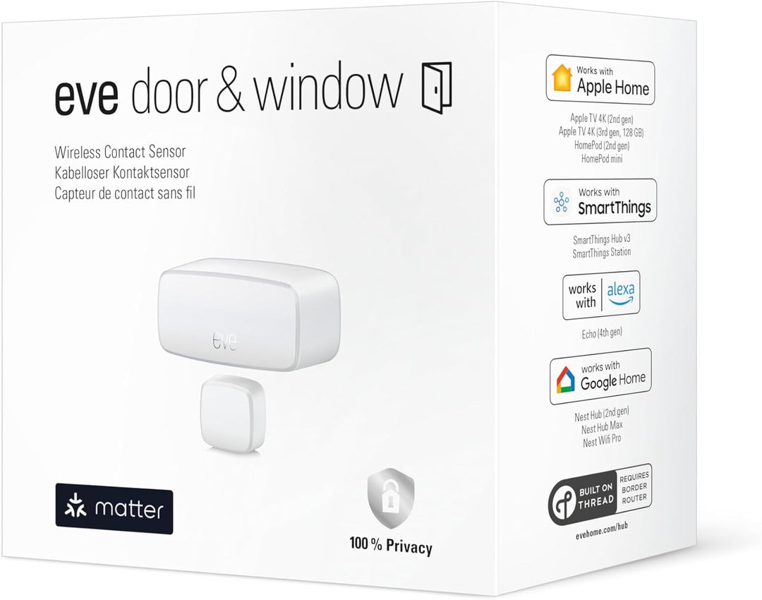 Eve Door & Window (Matter) – Smarter Kontaktsensor für Türen & Fenster, Haussicherheit, Aktivierung