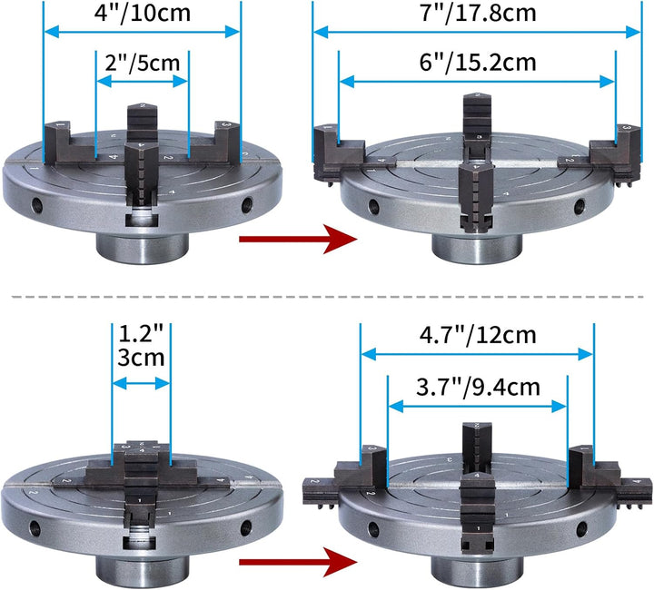 DEEFIINE 152MM Backenfutter Drechselfutter M33,4-Backen selbstzentrierend Spannfutter Drehfutter Dre