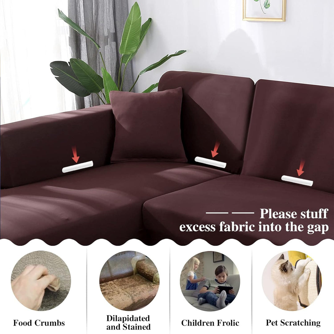 Jaotto Sofa Überwürfe Sofabezug Elastische Spandex Stretch Sofabezüge Couchbezug für L-Form Sofa Uni
