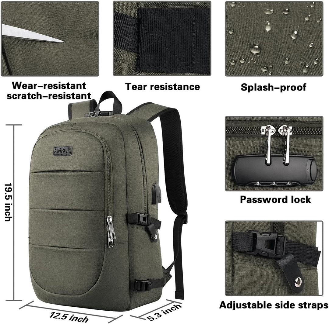 AMBOR Laptop Rucksack Herren mit USB-Ladeanschluss Rucksack Damen Anti-Diebstahl Rucksack für 17,3 Z