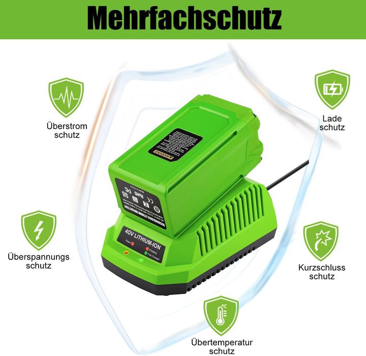 ENERGUP G40C 40V Ersatzladegerät für Greenworks 40V Ladegerät für Greenworks 40V Akkus 29252 20202 2