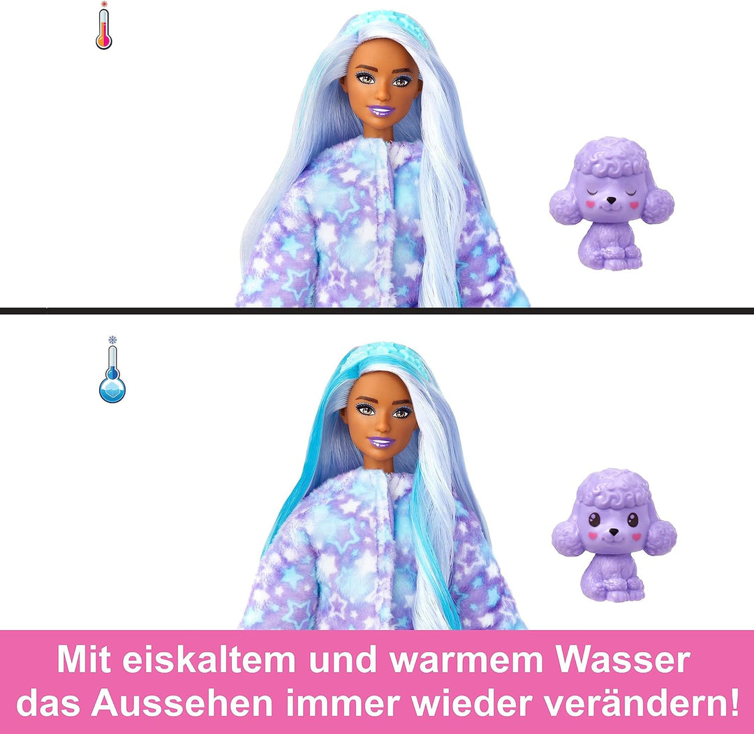 BARBIE Cutie Reveal Puppe - Plüschpudel mit 10 Überraschungen, bewegliche Barbie-Puppe mit zahlreich