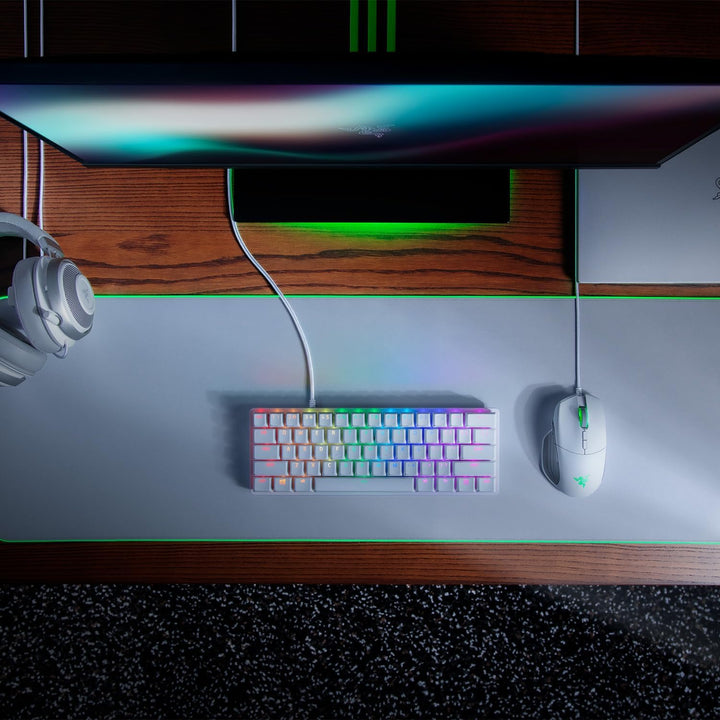 Razer Huntsman Mini Mercury (Purple Switch) - Kompakte 60% Gaming Tastatur mit opto-mechanischen Sch