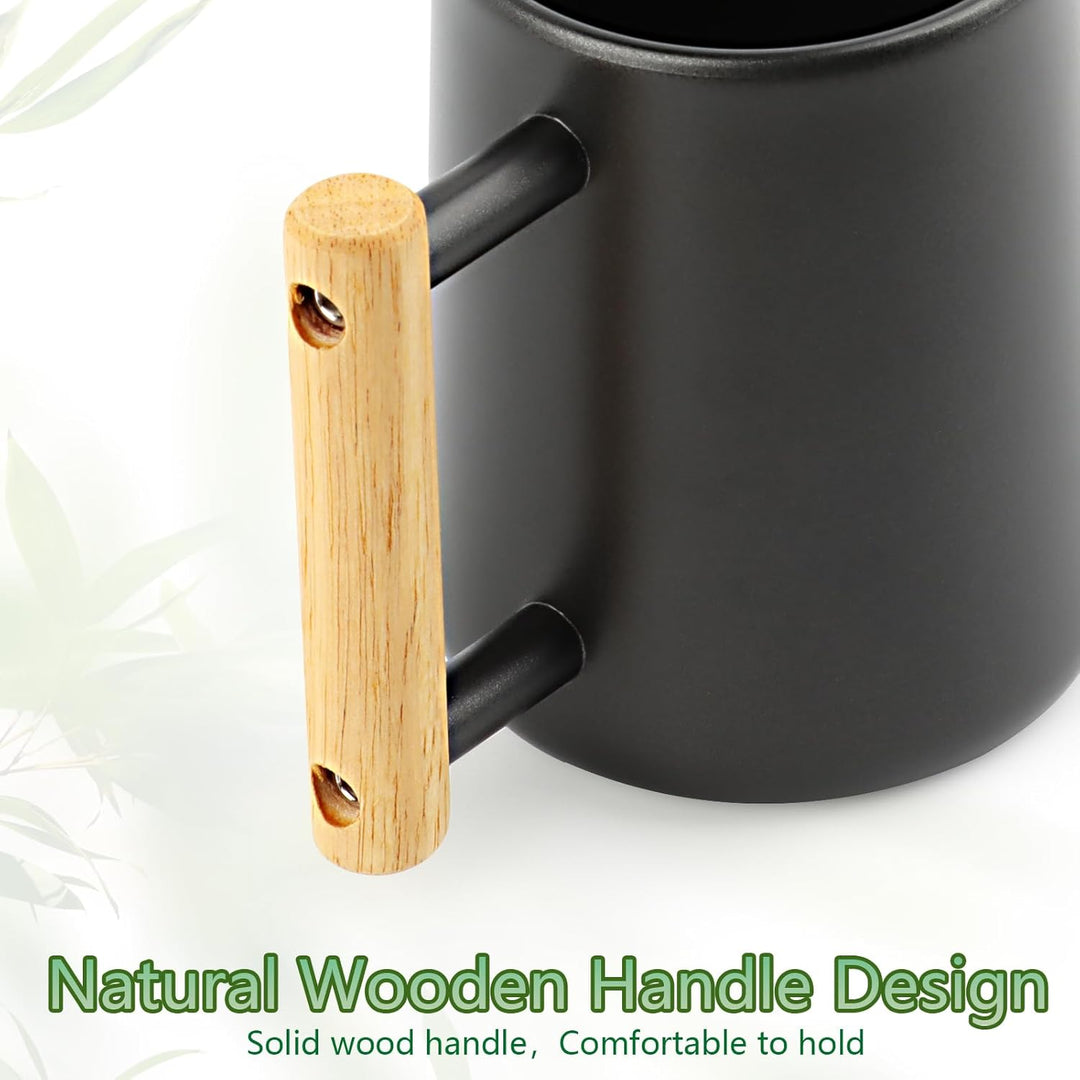 Giesskanne Klein 1L, Giesskanne Zimmerpflanzen mit langem Auslauf und komfortablem Holzgriff, Edelst