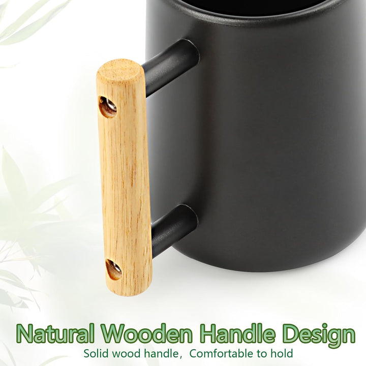 Giesskanne Klein 1L, Giesskanne Zimmerpflanzen mit langem Auslauf und komfortablem Holzgriff, Edelst