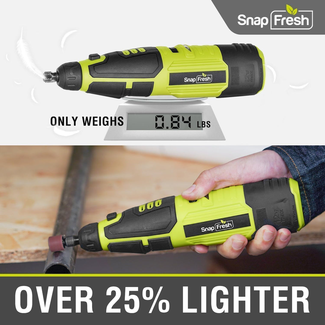SnapFresh Multifunktionswerkzeug 12V Akku Rotationswerkzeug-Set mit 7 Variable Drehzahl 5000-28000U/