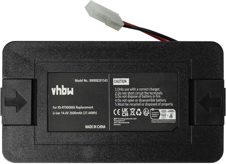 vhbw Akku Ersatz für Rowenta RS-RT900866 für Home Cleaner Heimroboter Schwarz (2600mAh, 14,4V, Li-Io