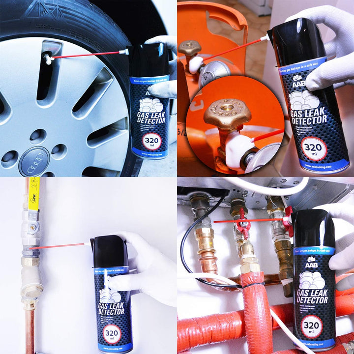 AABCOOLING Gas Leak Detector 320ml - Klimaanlage Auto, Gasleckspray, Klima Leckstopp, Lecksuche Spra