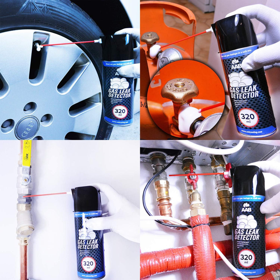 AABCOOLING Gas Leak Detector 320ml - Klimaanlage Auto, Gasleckspray, Klima Leckstopp, Lecksuche Spra