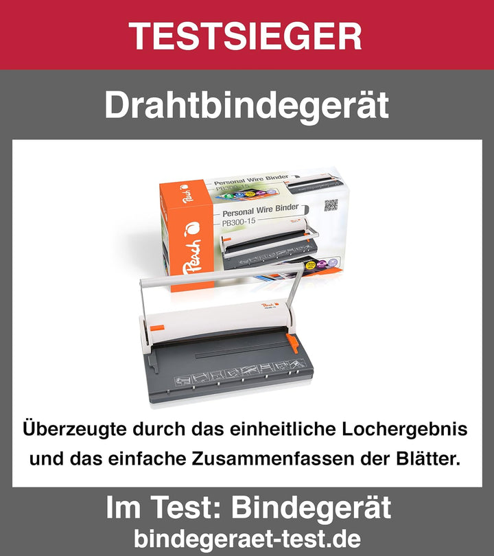 Peach Draht Bindemaschine - Personal Wire Binder DIN-A4 - bindet 60 Seiten - inkl. 5x PW079-07 Wire