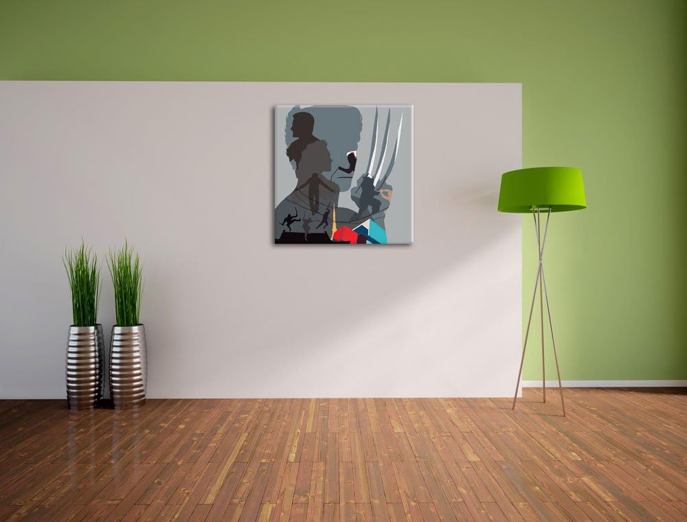 Pixxprint Wolverine, Format: 70x70 auf Leinwand, XXL riesige Bilder fertig gerahmt mit Keilrahmen, K