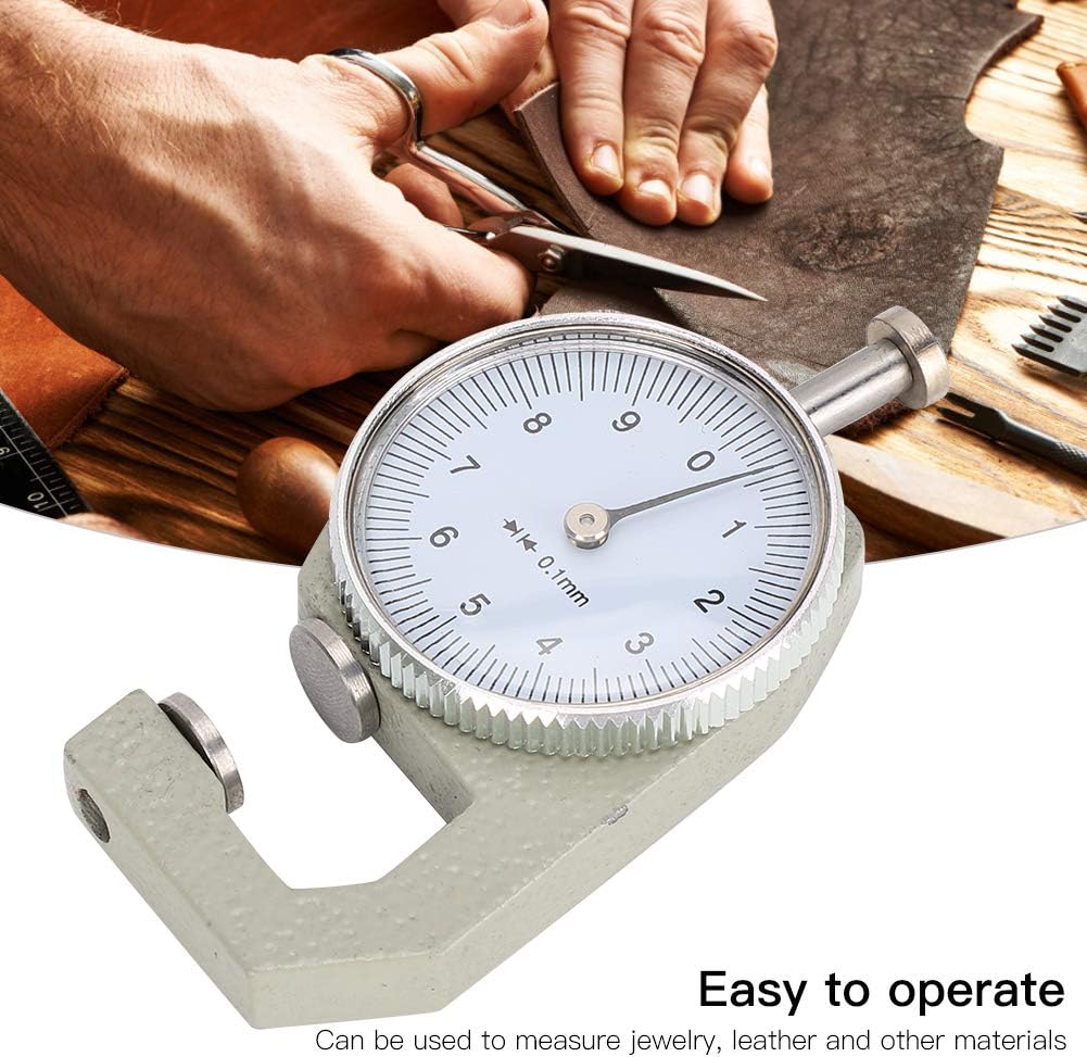 Dickenmessgerät, 0-10 mm x 0,1 mm Präzisionsgenauigkeit Rundes Zifferblatt Anzeige Dickenprüfzifferb