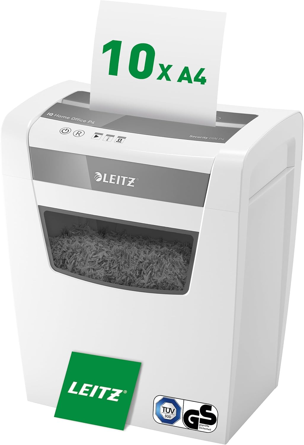 Leitz IQ Home Office Aktenvernichter, 12-10 Blatt Kapazität (70-80 g/m²), Partikelschnitt, Sicherhei