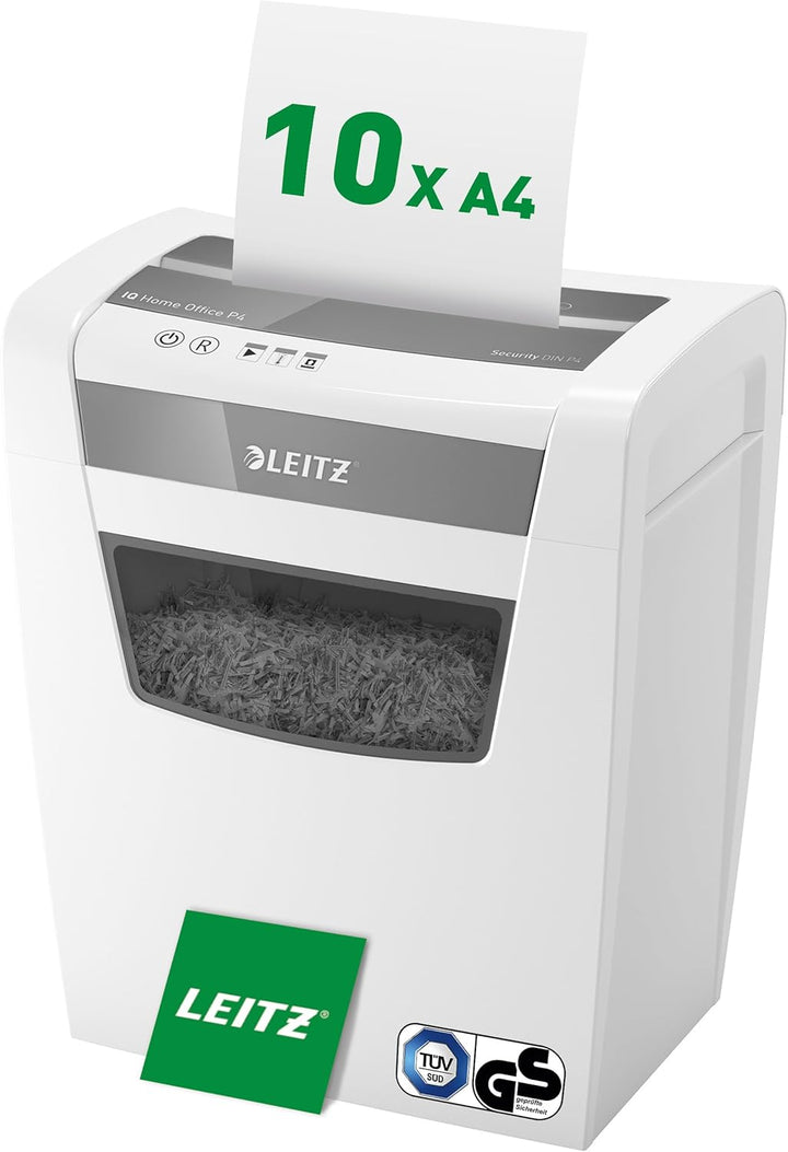 Leitz IQ Home Office Aktenvernichter, 12-10 Blatt Kapazität (70-80 g/m²), Partikelschnitt, Sicherhei