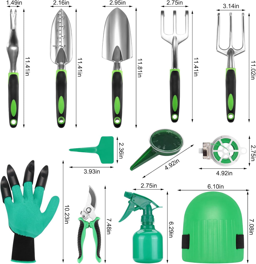 penobon Gartenwerkzeug Set, 13 Stück Edelstahl Gartengeräte Set mit Aufbewahrungstasche, Geschenke f