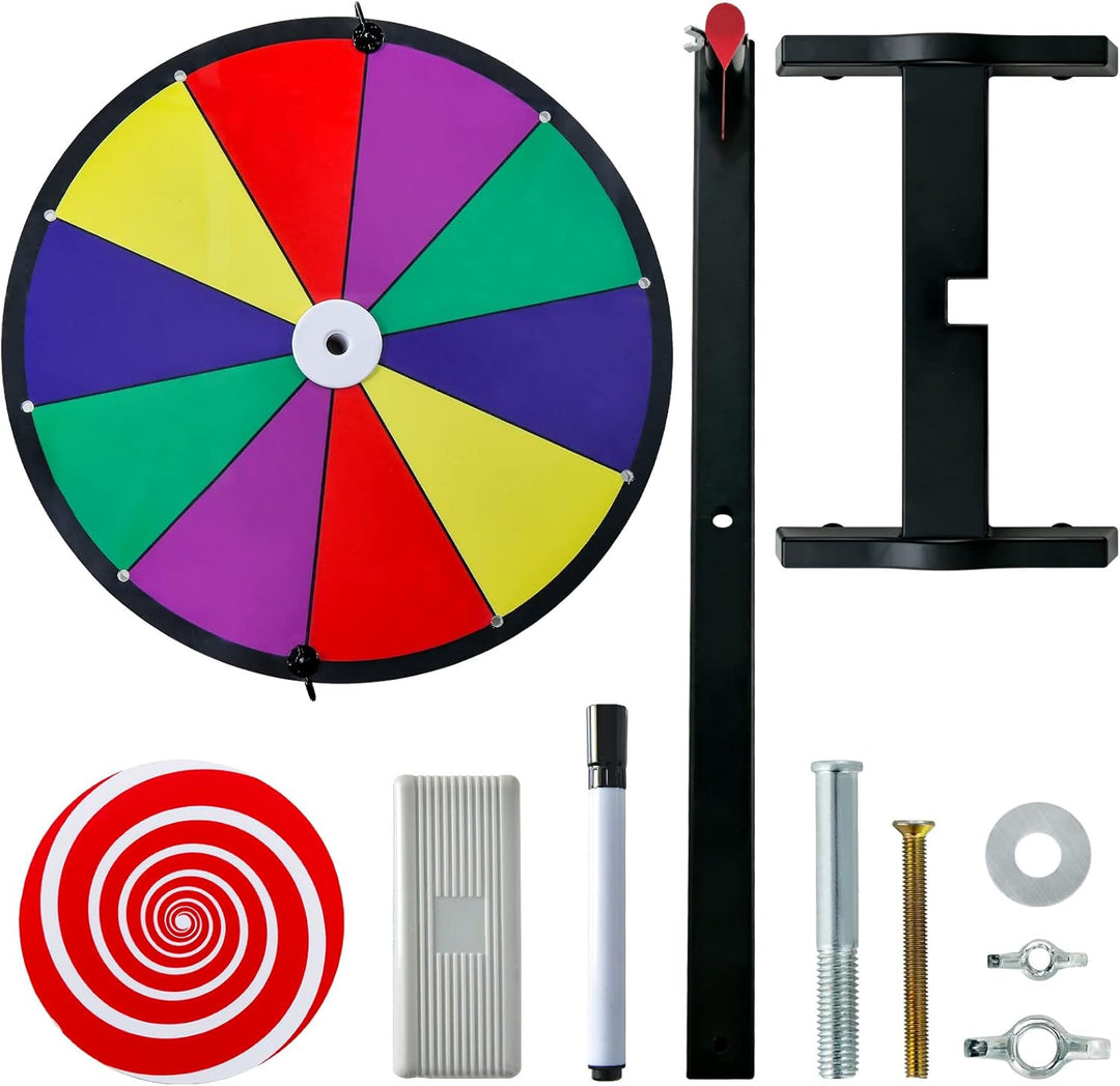 COSTWAY 12" Glücksrad zum Drehen, inkl. Radiergummi und Markierstift, Drehrad Preisrad Lucky Wheel f